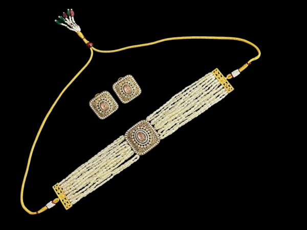 Elegant Multi Layered Pearl Beaded Bollywood Wedding Party Chic Jewellery Set For Women - Image 2