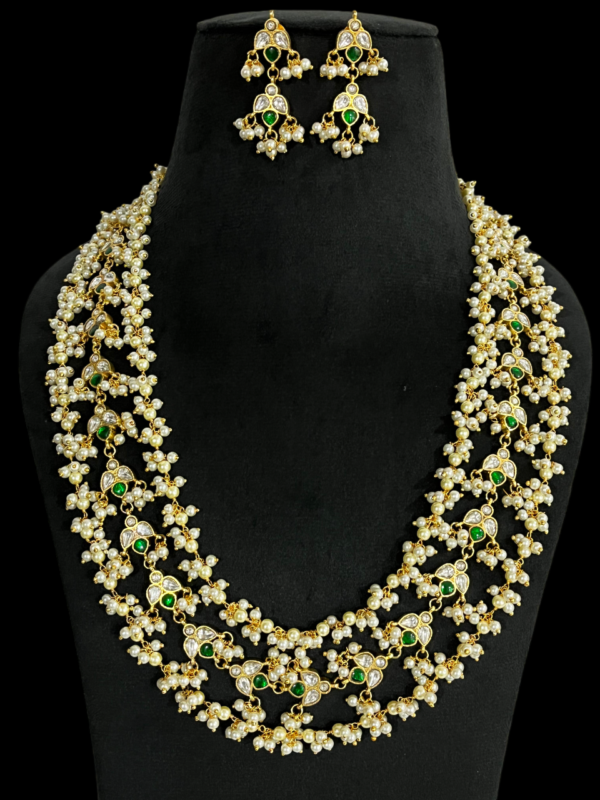 Multi Layered Pearl Beaded Kundan Bridal Wedding Bollywood Inspired Jewellery set