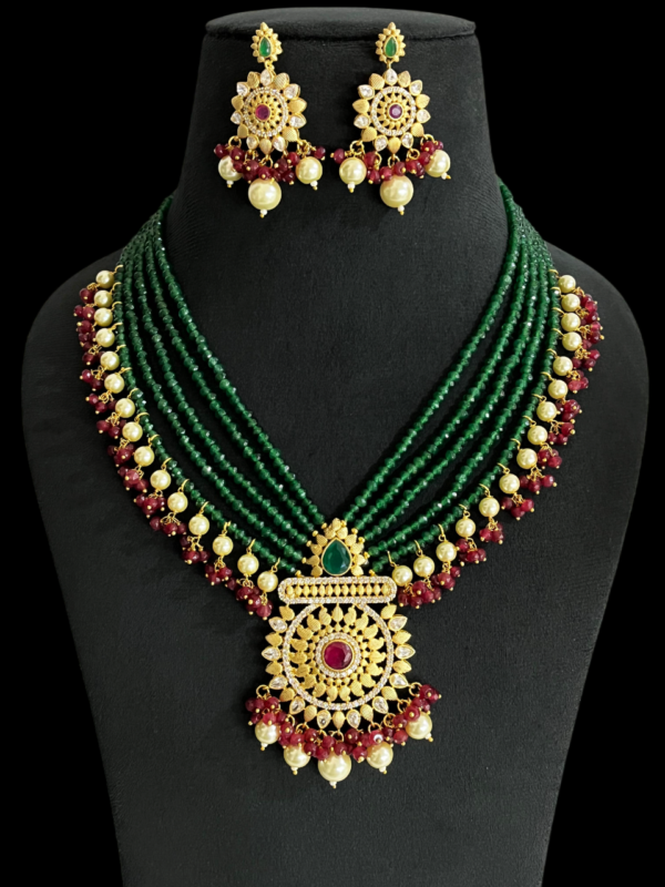 Premium Pendant Necklace For Women Multi Layered Beaded Pearl (CZ) Bridal Wedding Party Choker