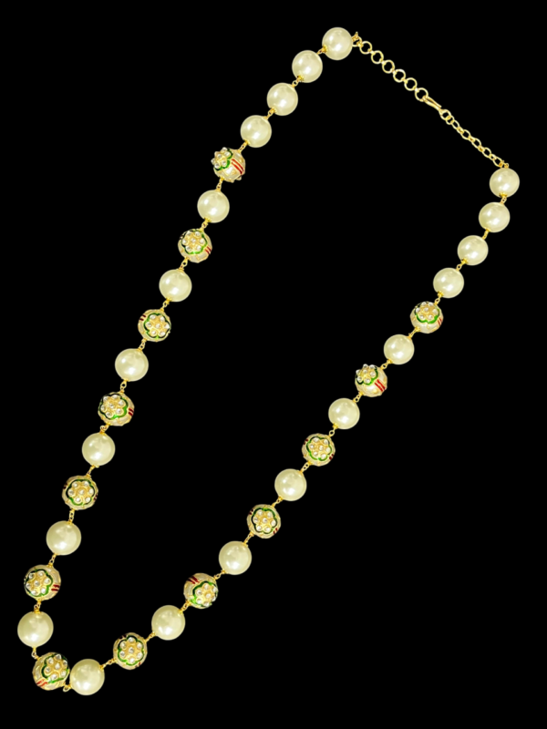Single Layered Handmade Painting Stunning Pearl Beaded Premium Jewellery Moti Mala - Image 2