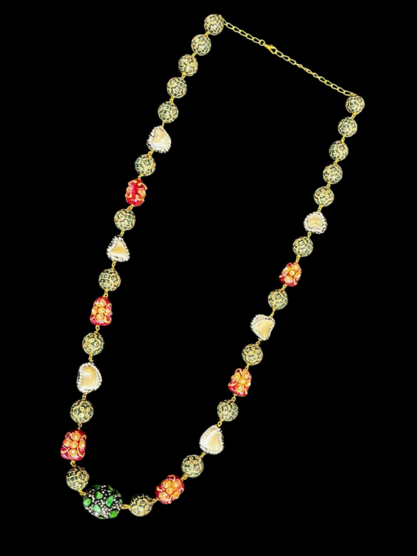 Single Layered Necklace Pearl Multi Color Handmade Painting Tumble Necklace For Stylish Women - Image 2