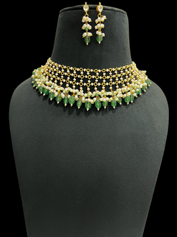 Elegant  Gold Plated Pearl Beaded Drops Choker Necklace Gift For Stylish Women