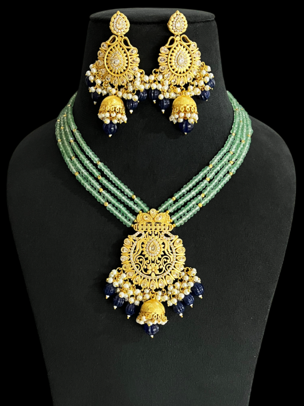 Premium Pendant Necklace For Women Multi Layered Beaded Pearl (CZ) Jewellery Set