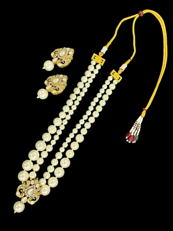 Premium Necklace For Women Pearl American Dimond (CZ) Kundan Polki Choker Pendant Jewellery Set - Image 2