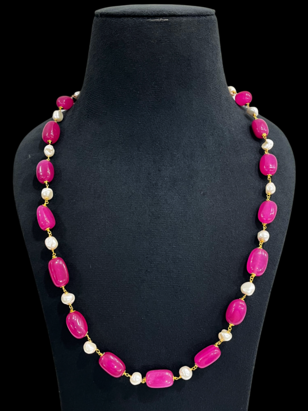 Premium Single Layered Gold Plated Pearl Onyx Beaded Jewellery Mala