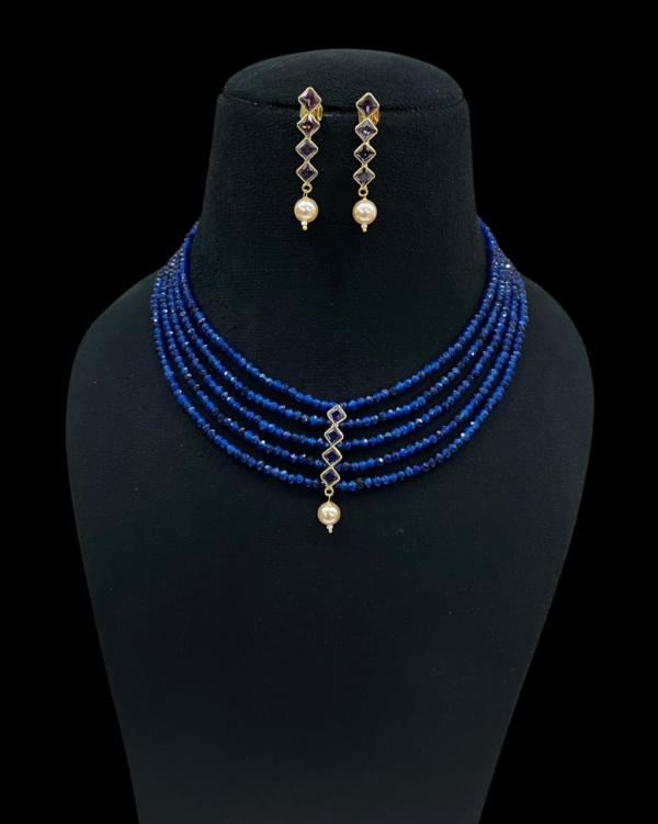 Premium Multi Layerd Beaded Necklace Set with Pearl Pendant and Earrings - Image 3