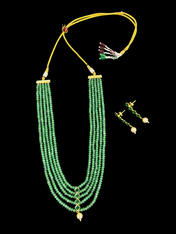 Premium Multi Layerd Beaded Necklace Set with Pearl Pendant and Earrings - Image 8
