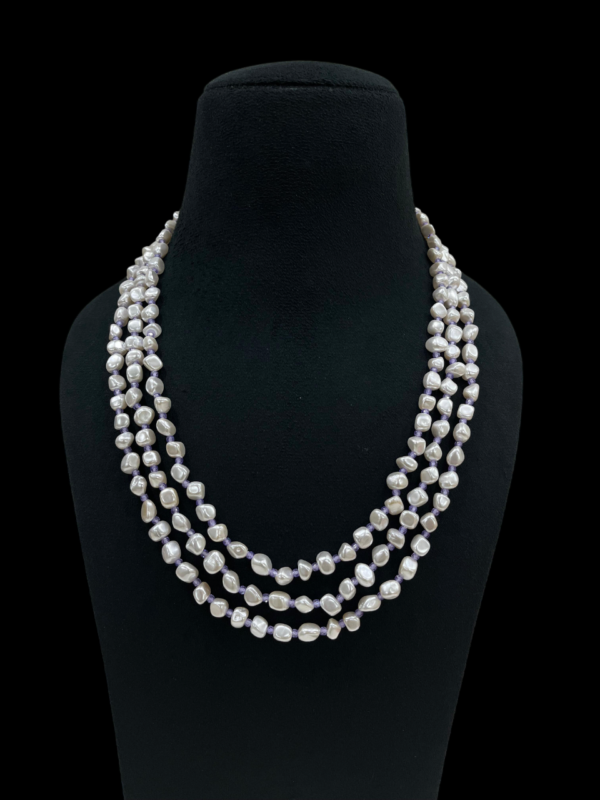 Premium Taiwan Pearl With CZ Beads Multi-Strand Necklace For Stylish Women - Image 2