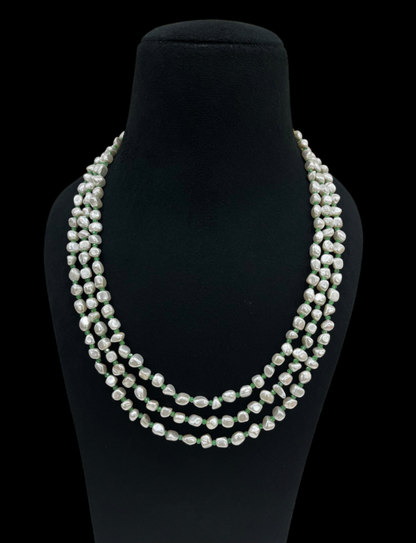 Premium Taiwan Pearl With CZ Beads Multi-Strand Necklace For Stylish Women - Image 5