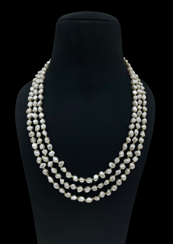 Premium Taiwan Pearl With CZ Beads Multi-Strand Necklace For Stylish Women - Image 4