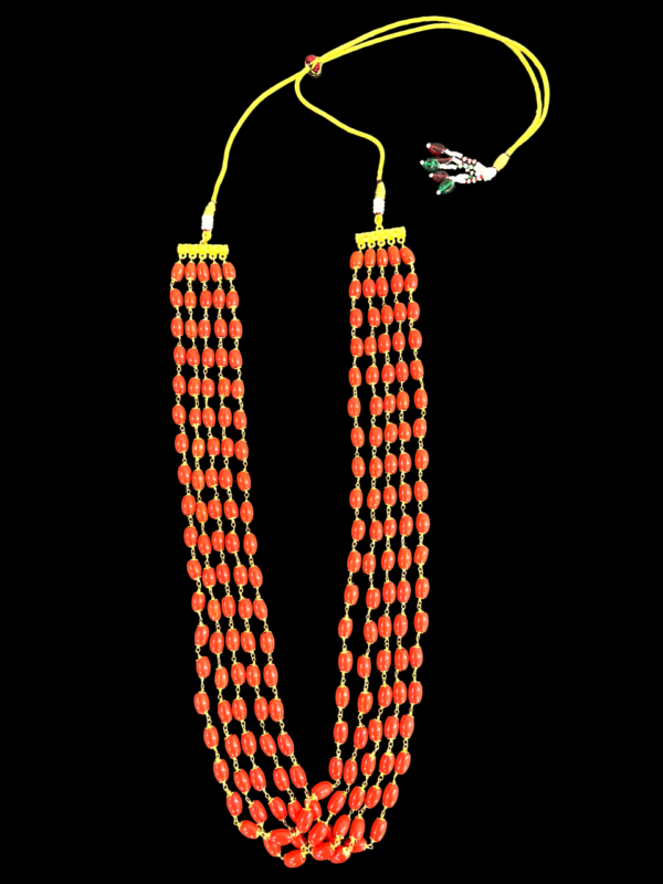 Multi-Layered Coral Red Beaded Necklace For Traditional Women Gift For her Wedding Anniversery - Image 2