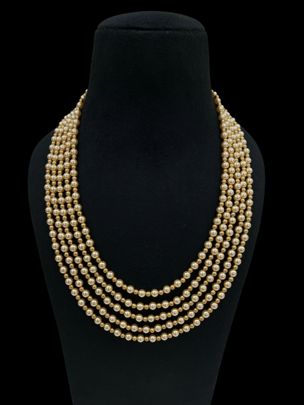 Multi Layered Gold tone Beaded Pearl New Design For Traditional Women
