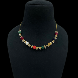 Premium multi colours Gemstone single line necklace for Stylish Women
