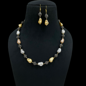 Elegant Baroque Pearl Necklace Set With Matching earrings Sterling Dainty Personalized Name Jewelry for Stylish Women