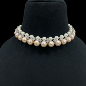 Elegant Double Strand Pearl Necklace with Crystal Accents  for stylish Women