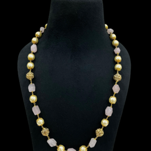 Premium Rose Quarz Glass Pearl Beaded Necklace For Stylish Women