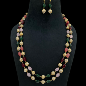Premium Multicolor Beaded Necklace Set for Stylish Women with Matching Earrings