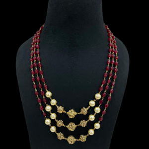 Elegant Multi-Strand Pearl Necklace Shell Pearl and Stone Beaded For Stylish Women