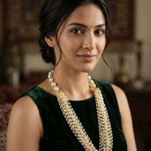 Premium gold plated pearl chain necklace for stylish women