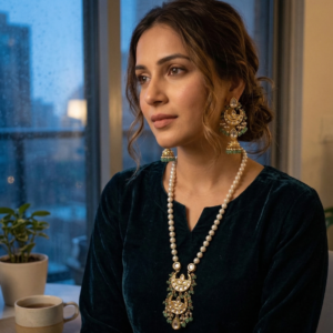 Premium Gold Plated Kundan With Pearl necklace set for stylish women