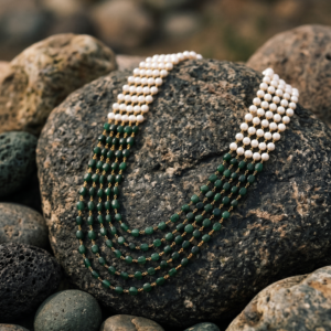 Necklace For Women Multi Layered Onyx Pearl Beaded Bollywood Style Wedding Party Jewellery Mala