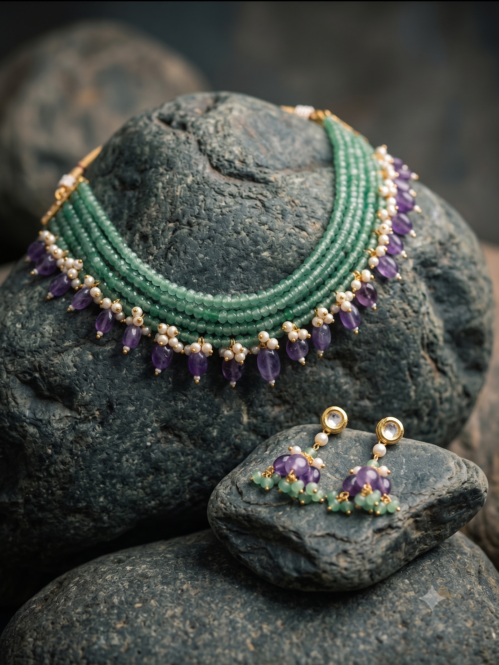 Necklace For Women Multi Color Multi Layered Beaded Stunning Statement Chic Choker Jewellery Set - Image 3