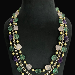 Necklace For Women Multi Color Multi Layered Pearl Beads