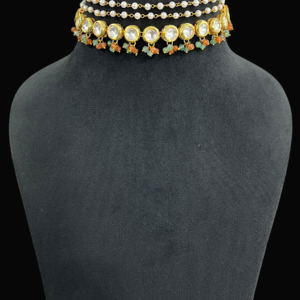 Premium Necklace For Women Pearl Beaded Kundan Choker Jewellery Set