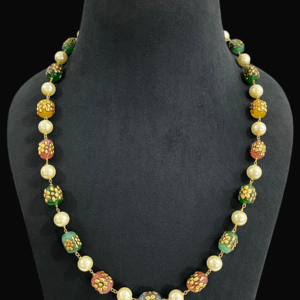 Necklace For Women Handmade Painting Tumble Gold Plated Multicolor Western Fancy Jewellery Mala Gift