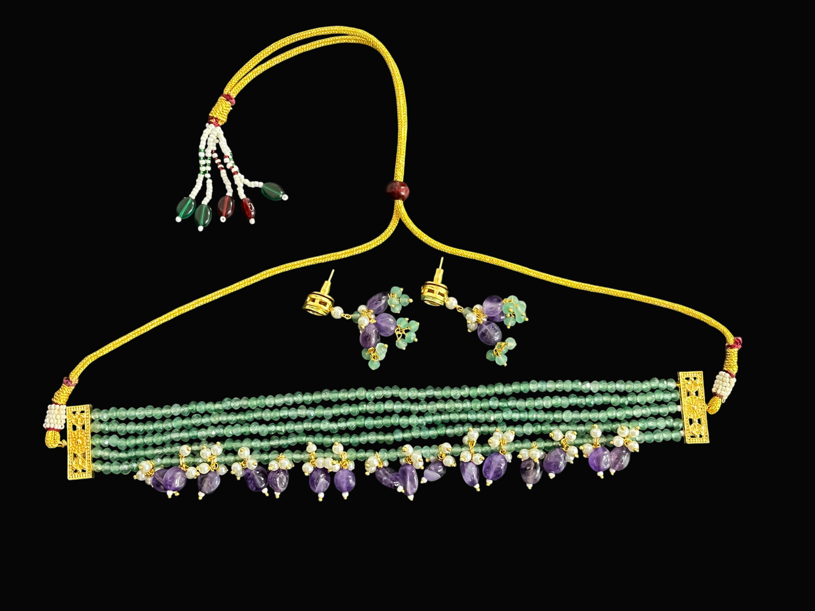 Necklace For Women Multi Color Multi Layered Beaded Stunning Statement Chic Choker Jewellery Set - Image 4