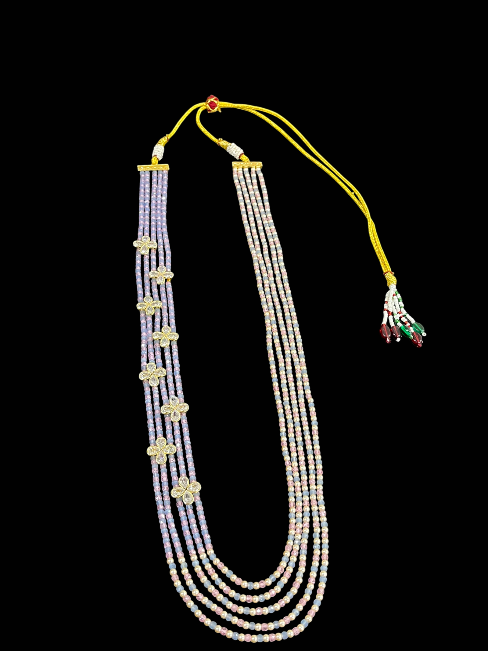 Multi-Strand Swaroski Pearl Beaded Necklace set with earrings Floral CZ Accents - Image 13