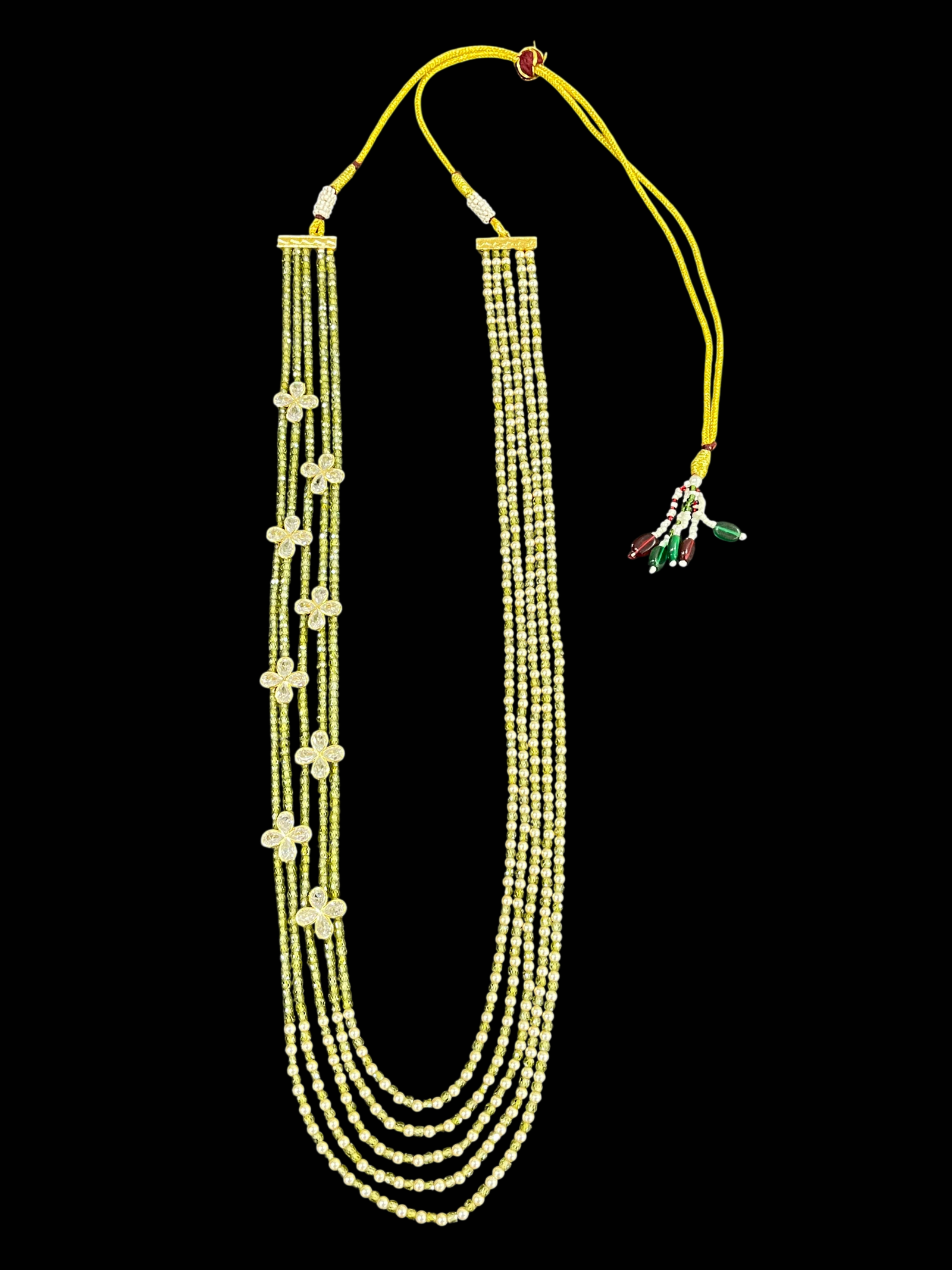 Multi-Strand Swaroski Pearl Beaded Necklace set with earrings Floral CZ Accents - Image 9