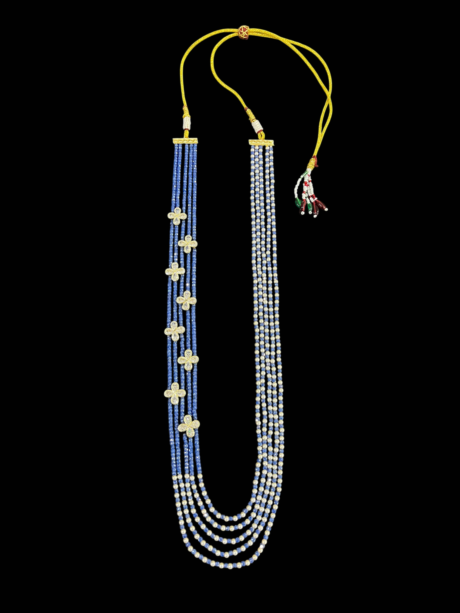 Multi-Strand Swaroski Pearl Beaded Necklace set with earrings Floral CZ Accents - Image 12