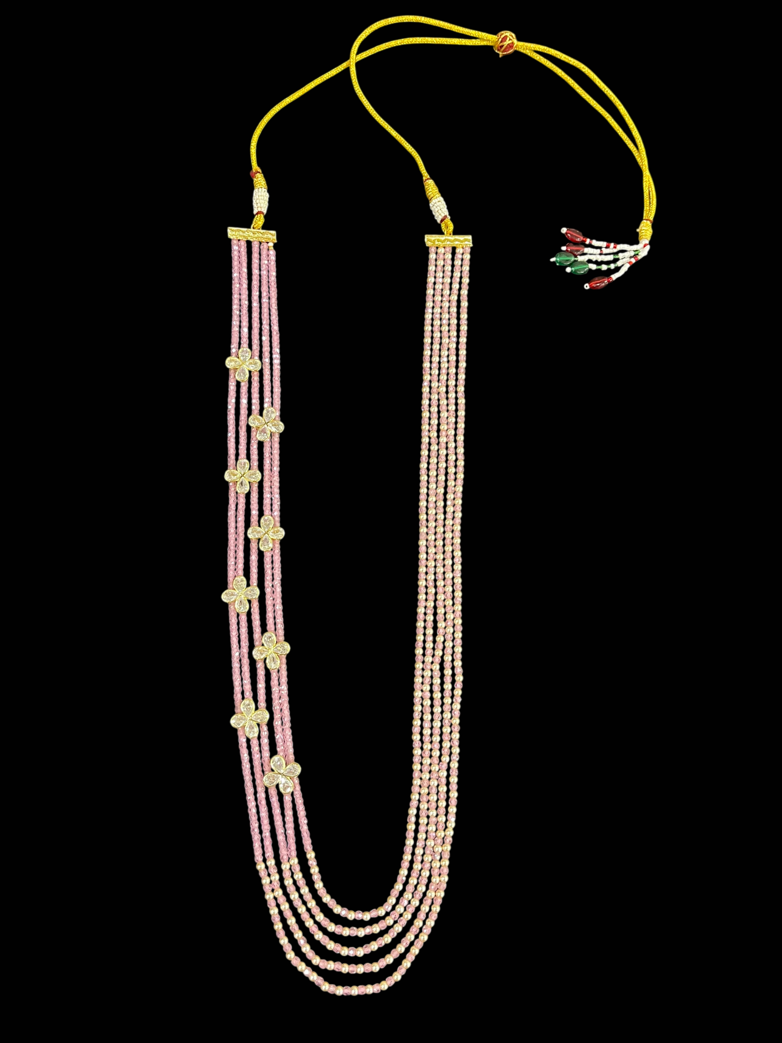 Multi-Strand Swaroski Pearl Beaded Necklace set with earrings Floral CZ Accents - Image 8