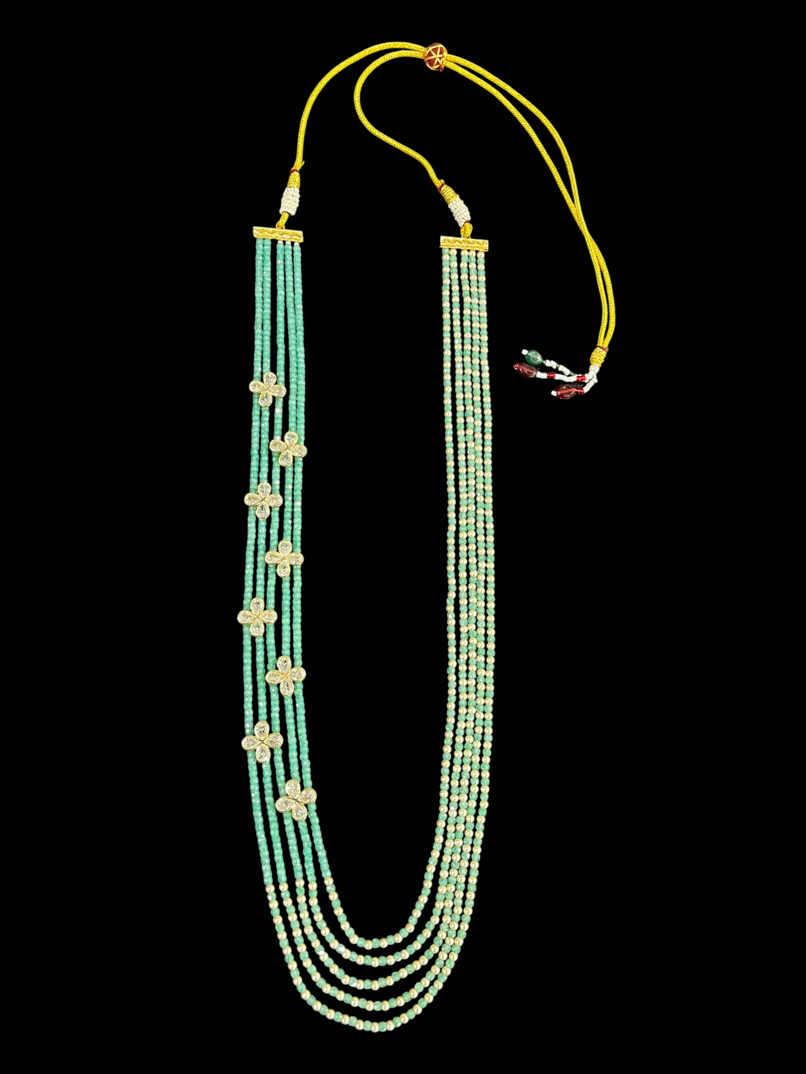 Multi-Strand Swaroski Pearl Beaded Necklace set with earrings Floral CZ Accents - Image 10
