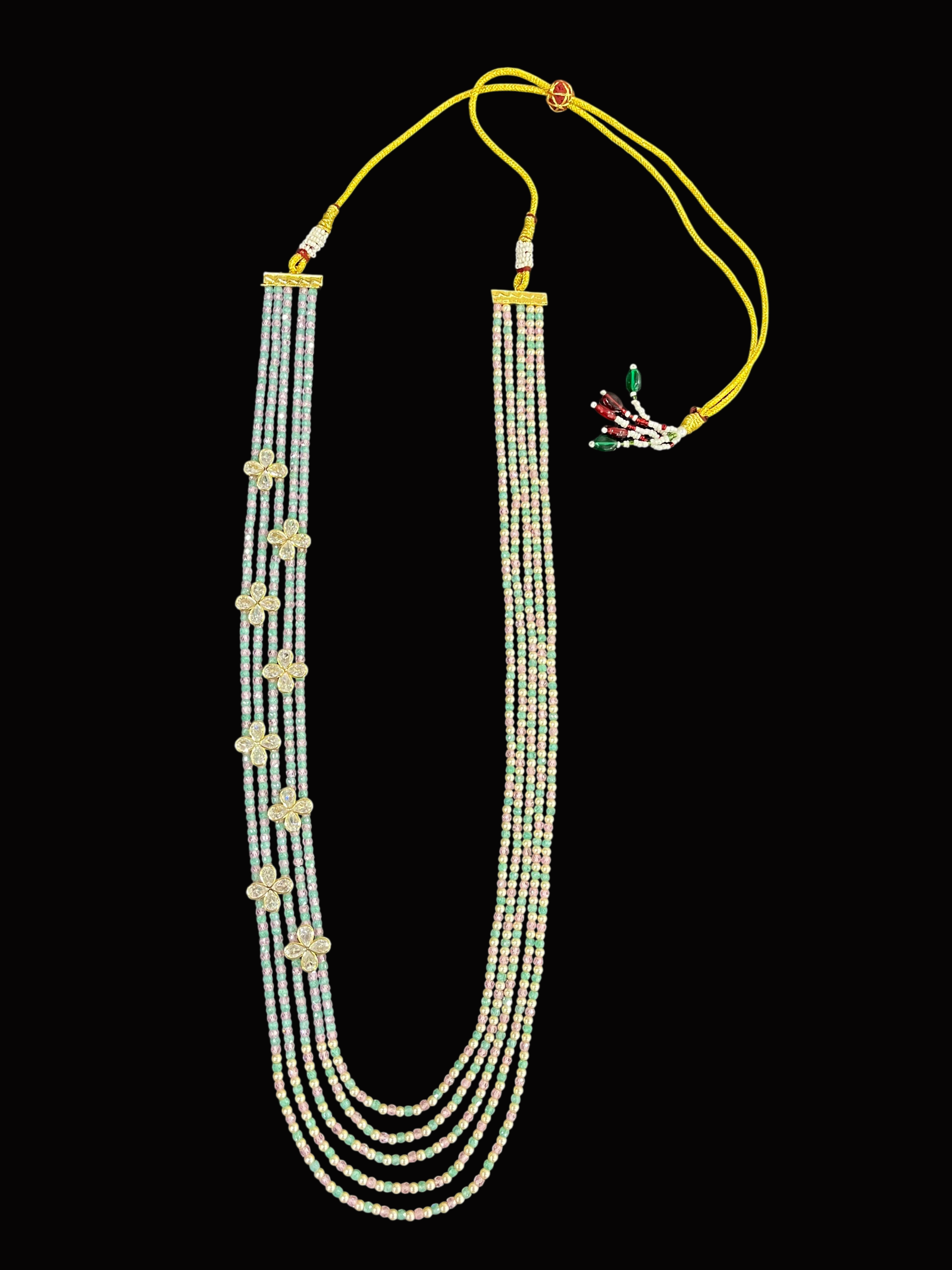 Multi-Strand Swaroski Pearl Beaded Necklace set with earrings Floral CZ Accents - Image 14