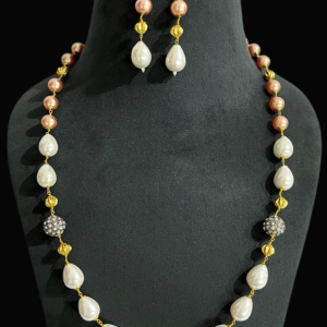 Premium Multi Color Pearl Single Layer Fancy Party Necklace Set For Stylish Women
