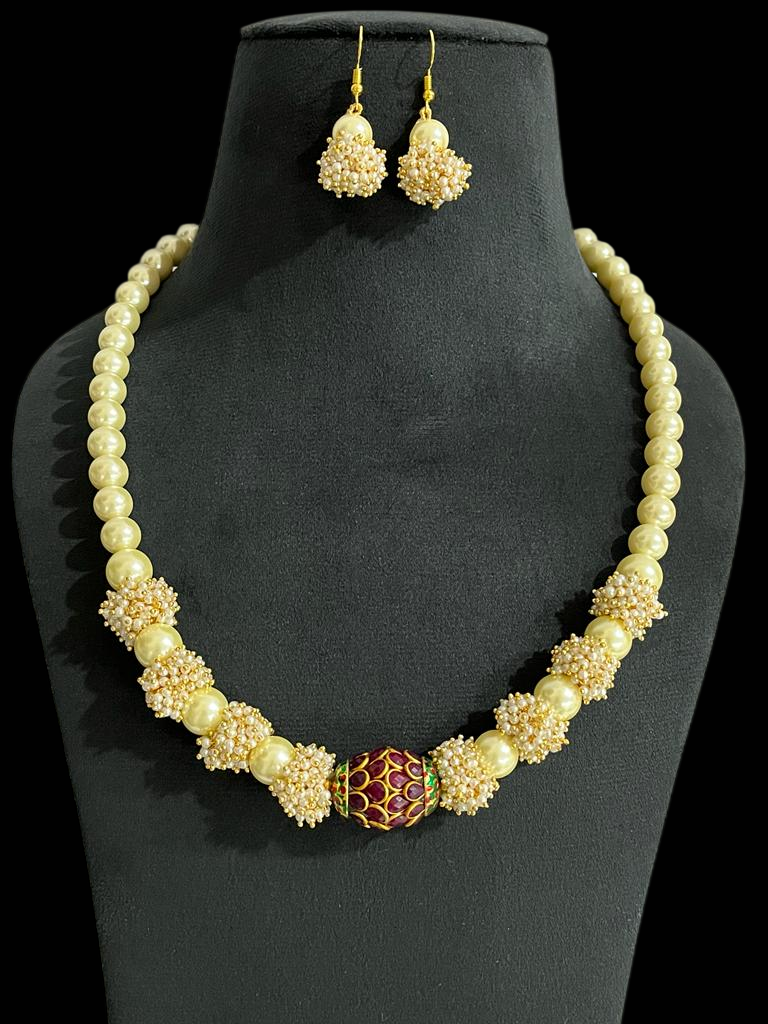 Necklace For Women Pearl Beaded Bollywood Style Stunning Party Choker
