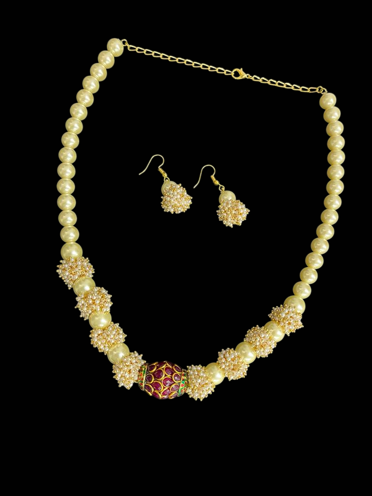 Necklace For Women Pearl Beaded Bollywood Style Stunning Party Choker - Image 2