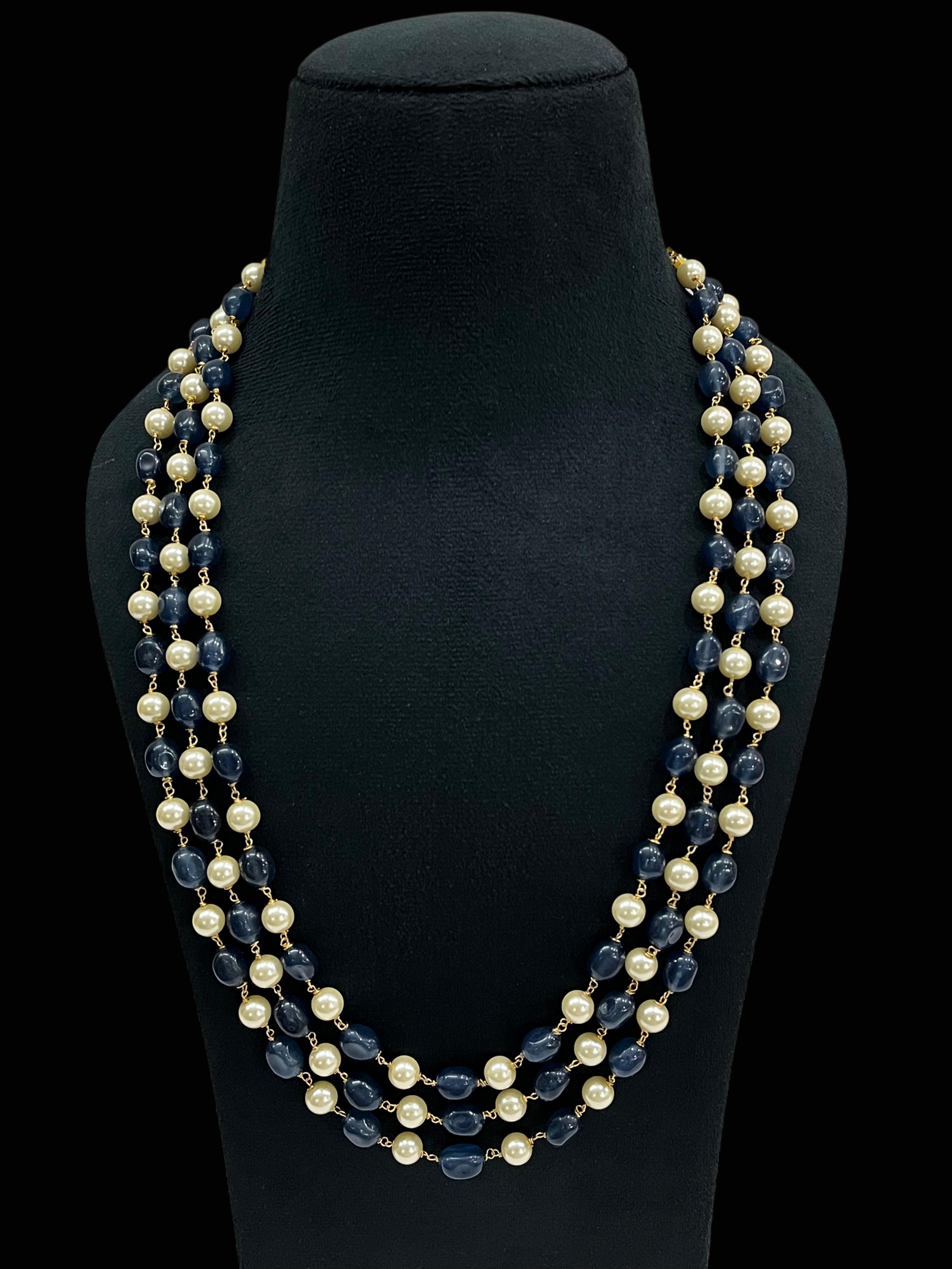 Necklace for Women Dual Tone Pearl Multi Gemstone Jewellery Moti Mala - Image 5