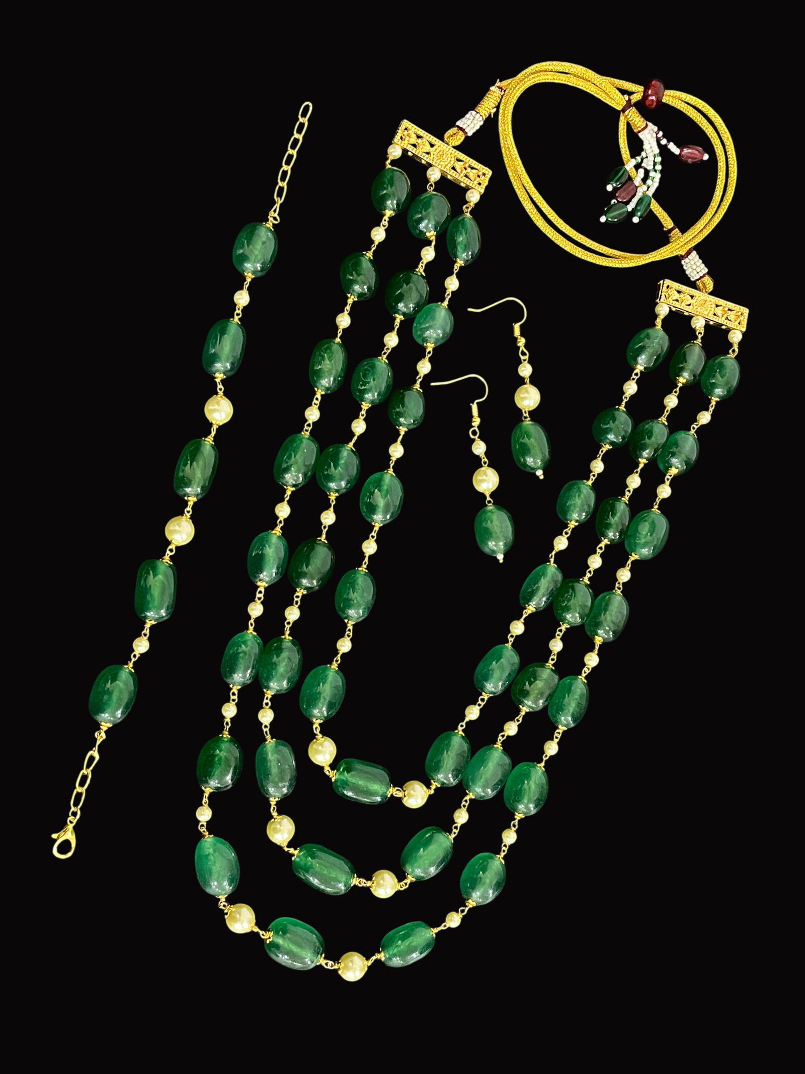 Multi Layered Pearl Beaded Statement Wedding Necklace For Women Gift For Jewellery set - Image 2