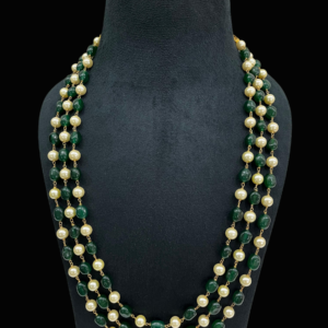 Necklace for Women Dual Tone Pearl Multi Gemstone Jewellery Moti Mala