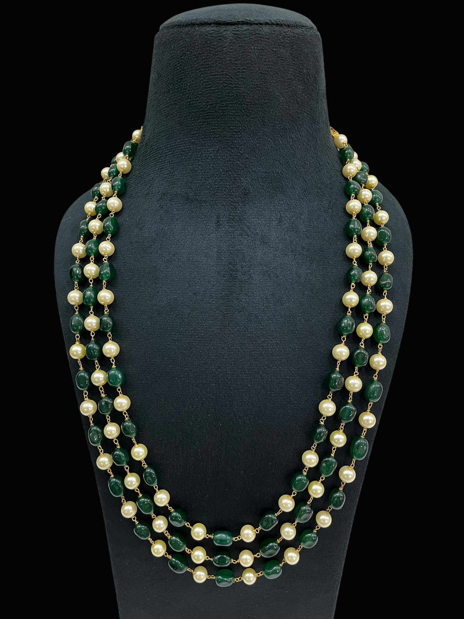 Necklace for Women Dual Tone Pearl Multi Gemstone Jewellery Moti Mala