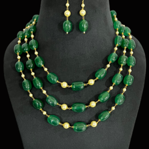 Multi Layered Pearl Beaded Statement Wedding Necklace For Women Gift For Jewellery set