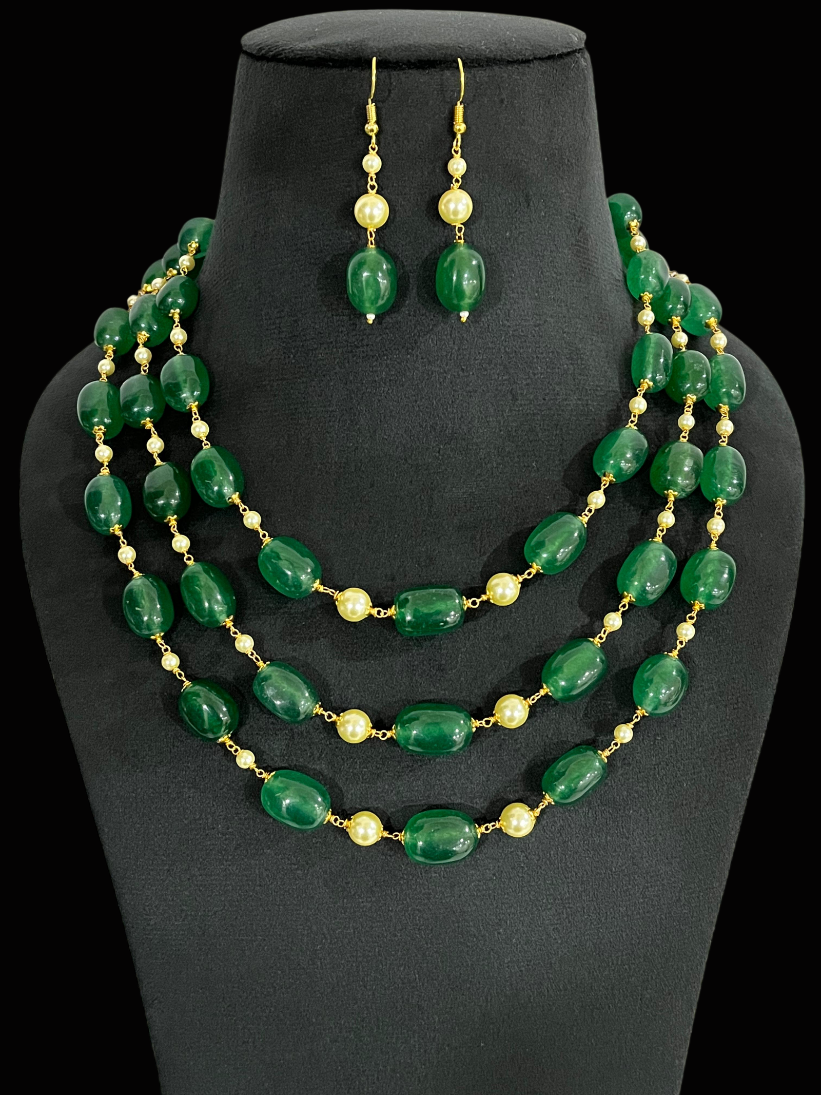 Multi Layered Pearl Beaded Statement Wedding Necklace For Women Gift For Jewellery set
