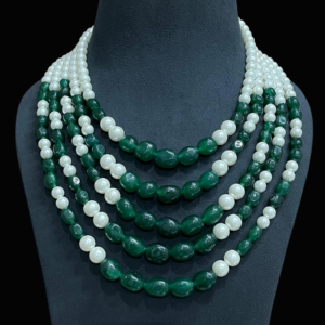 Premium Multi Layered Pearl Onyx Beaded Statement Groom Bridal Wedding Jewellery Moti Mala