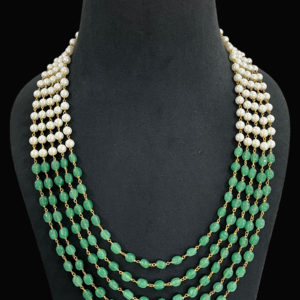 Multi Layered Onyx Pearl Beaded Bollywood Style Wedding Party Jewellery Mala
