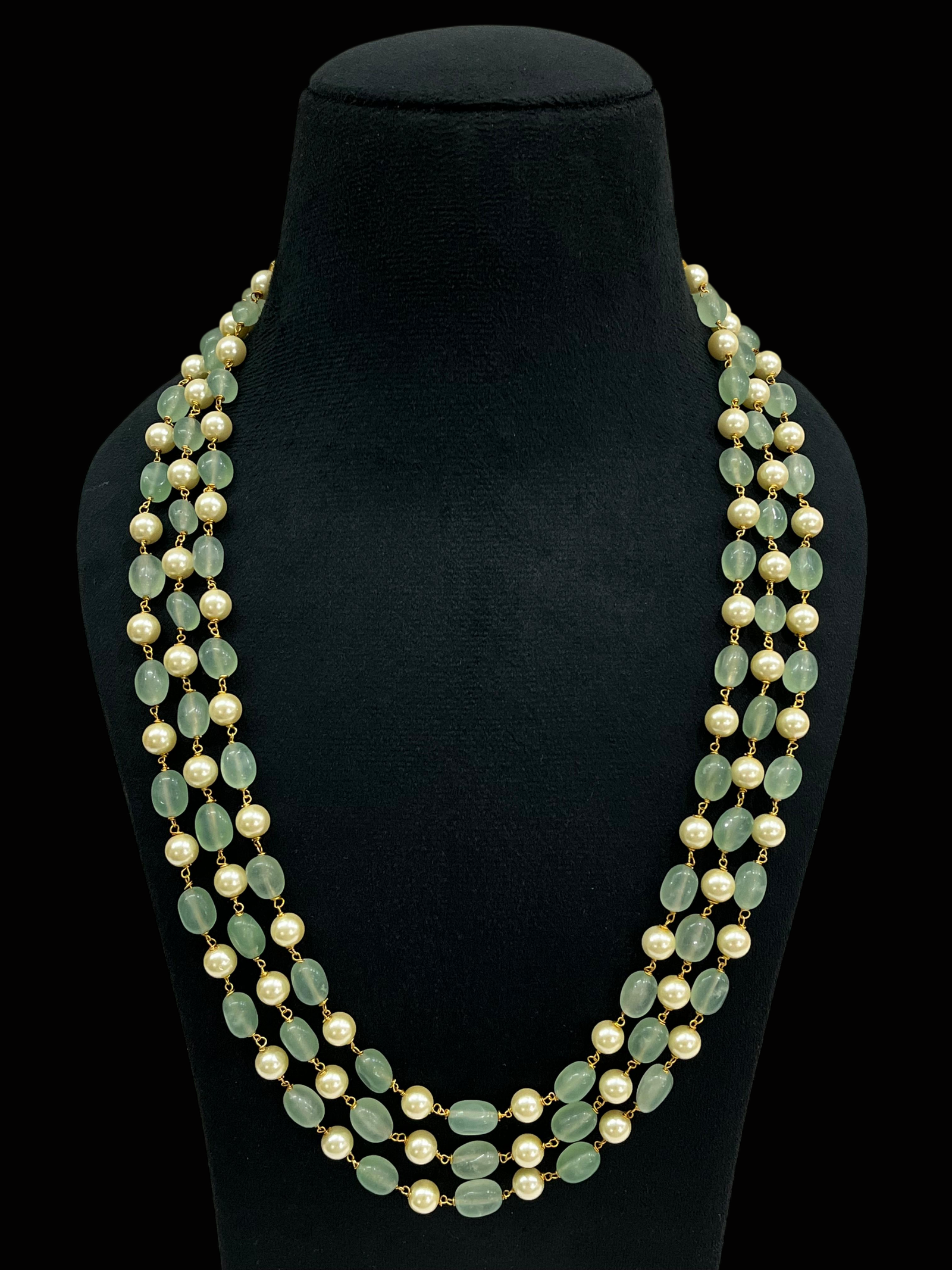 Necklace for Women Dual Tone Pearl Multi Gemstone Jewellery Moti Mala - Image 4