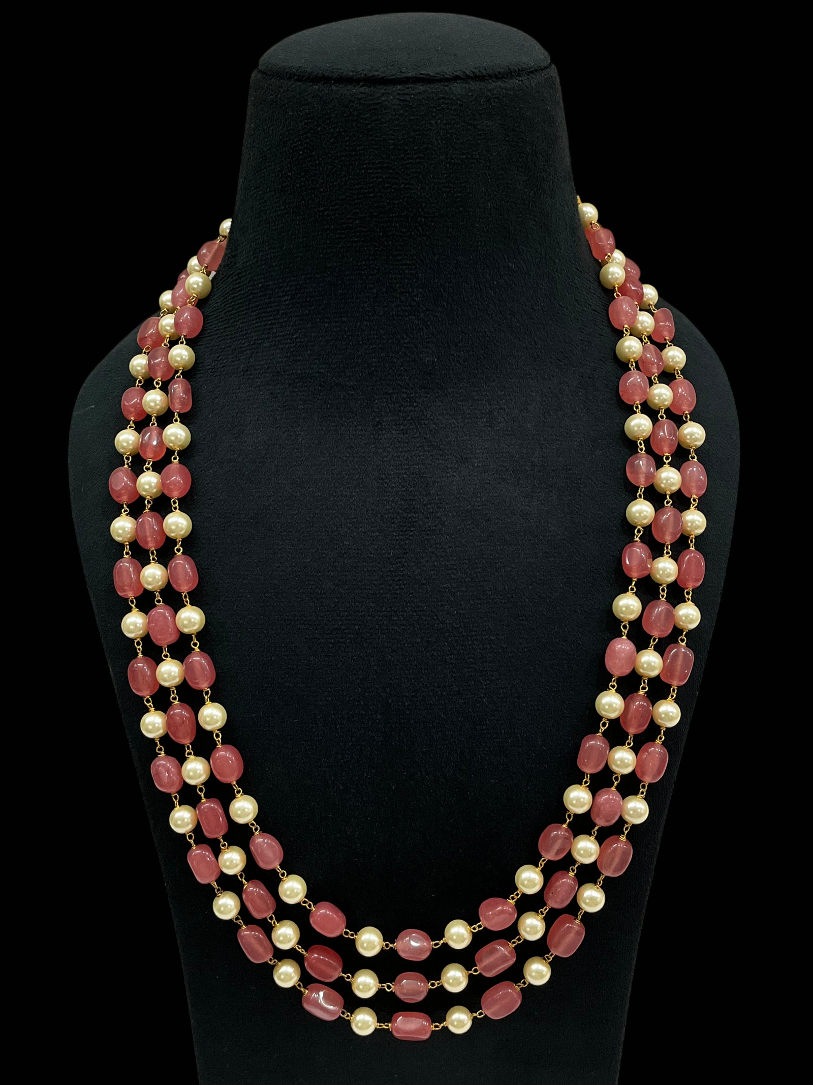 Necklace for Women Dual Tone Pearl Multi Gemstone Jewellery Moti Mala - Image 3