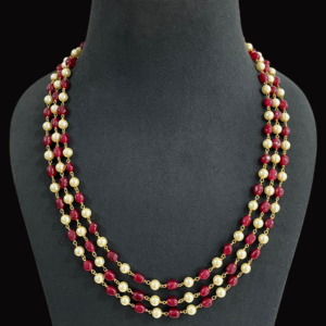 Necklace For Women Multi Layered Pearl Onyx Beaded Bollywood Style Wedding Party Jewellery Mala